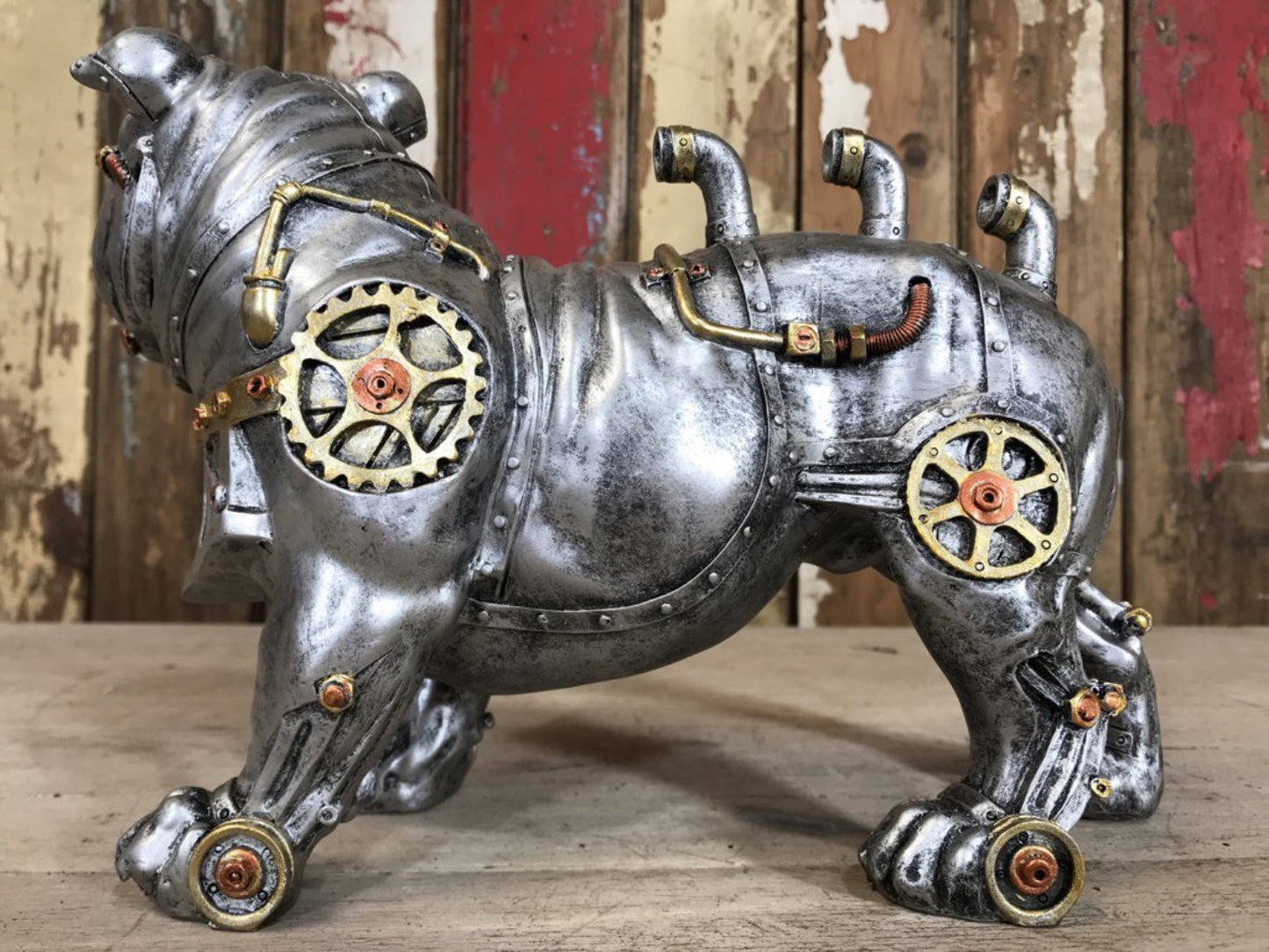 Steampunk Bulldog Puppy Standing Dog Industrial Decoration 29cm K9