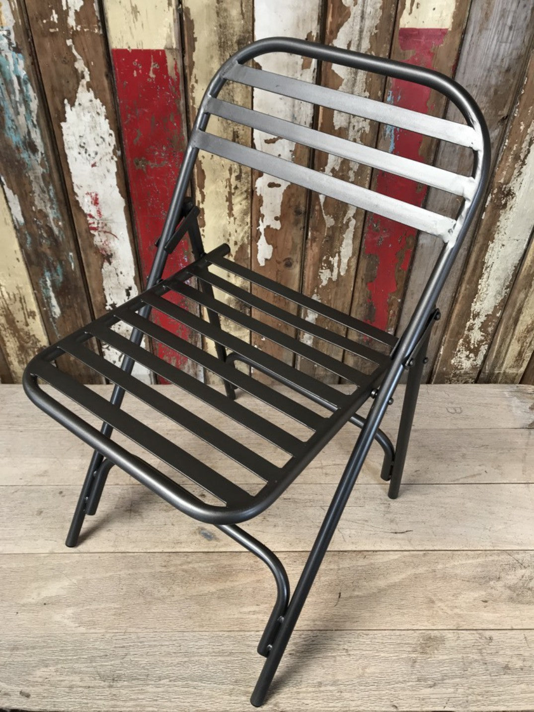 Dark Grey Charcoal Folding Metal Chair New Indoor or Outdoor