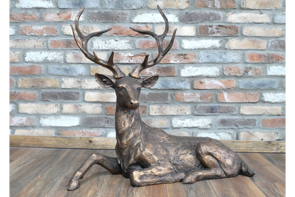 Bronzed Finish Large Laying Down Deer Stag Buck