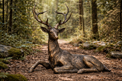 Bronzed Finish Large Laying Down Deer Stag Buck