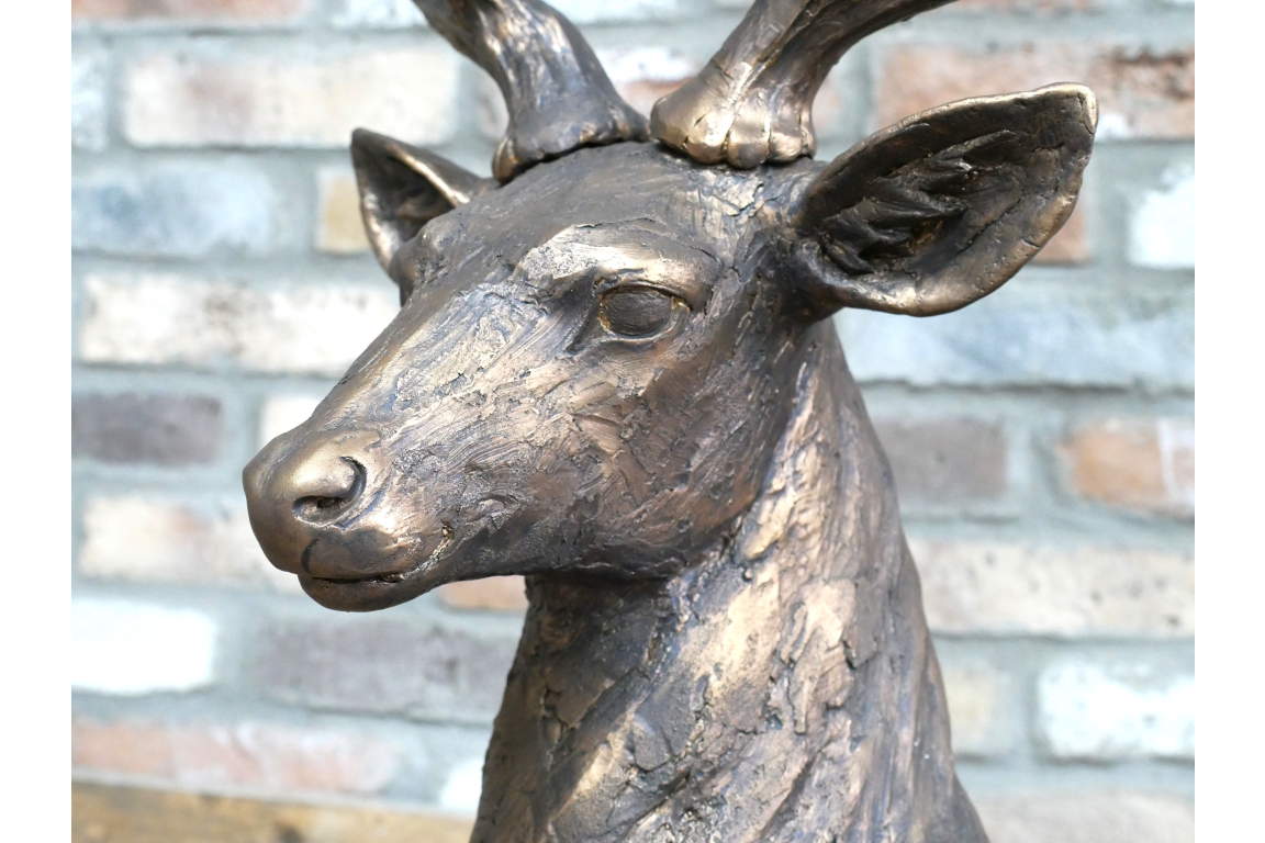Bronzed Finish Large Laying Down Deer Stag Buck