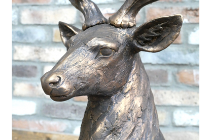 Bronzed Finish Large Laying Down Deer Stag Buck
