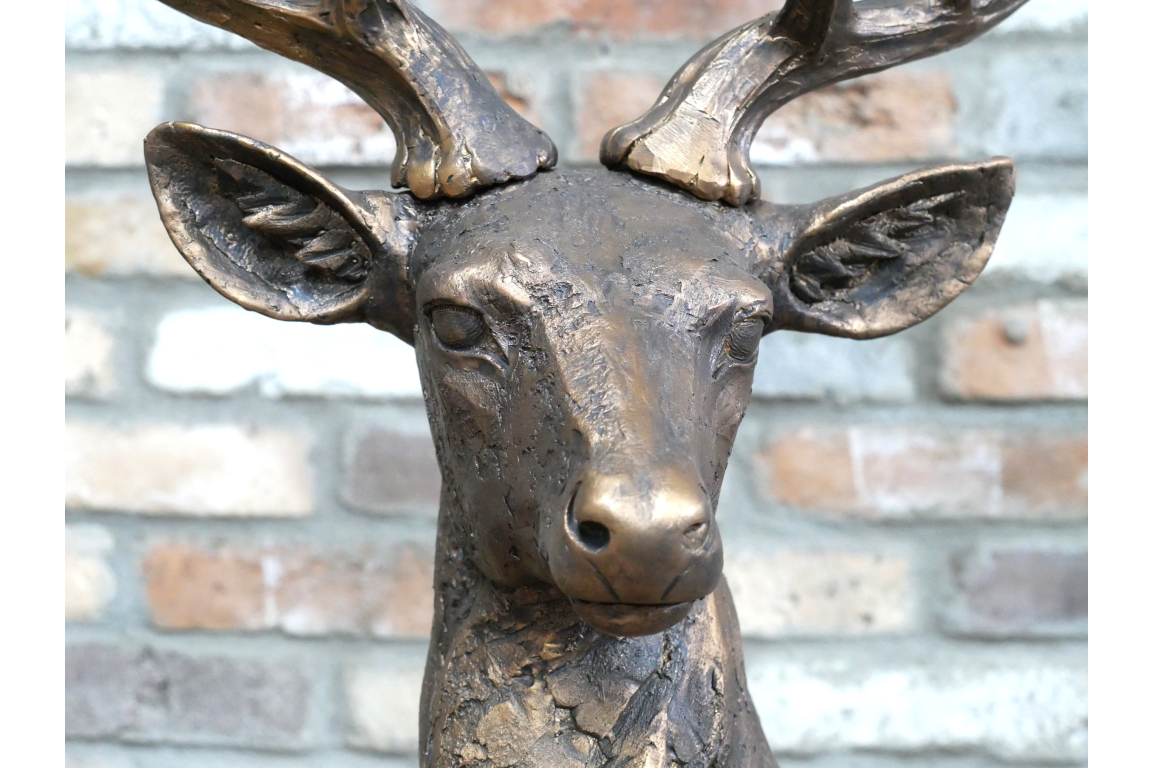 Bronzed Finish Large Laying Down Deer Stag Buck