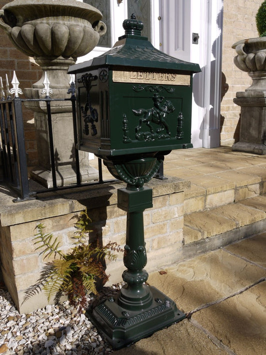Green Aluminium Stem Post Box