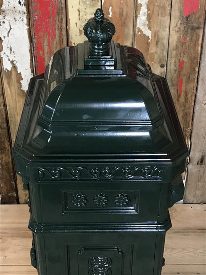 Tall Green Cast Aluminium Pillar Mailbox Post Parcel Box Letterbox Mail