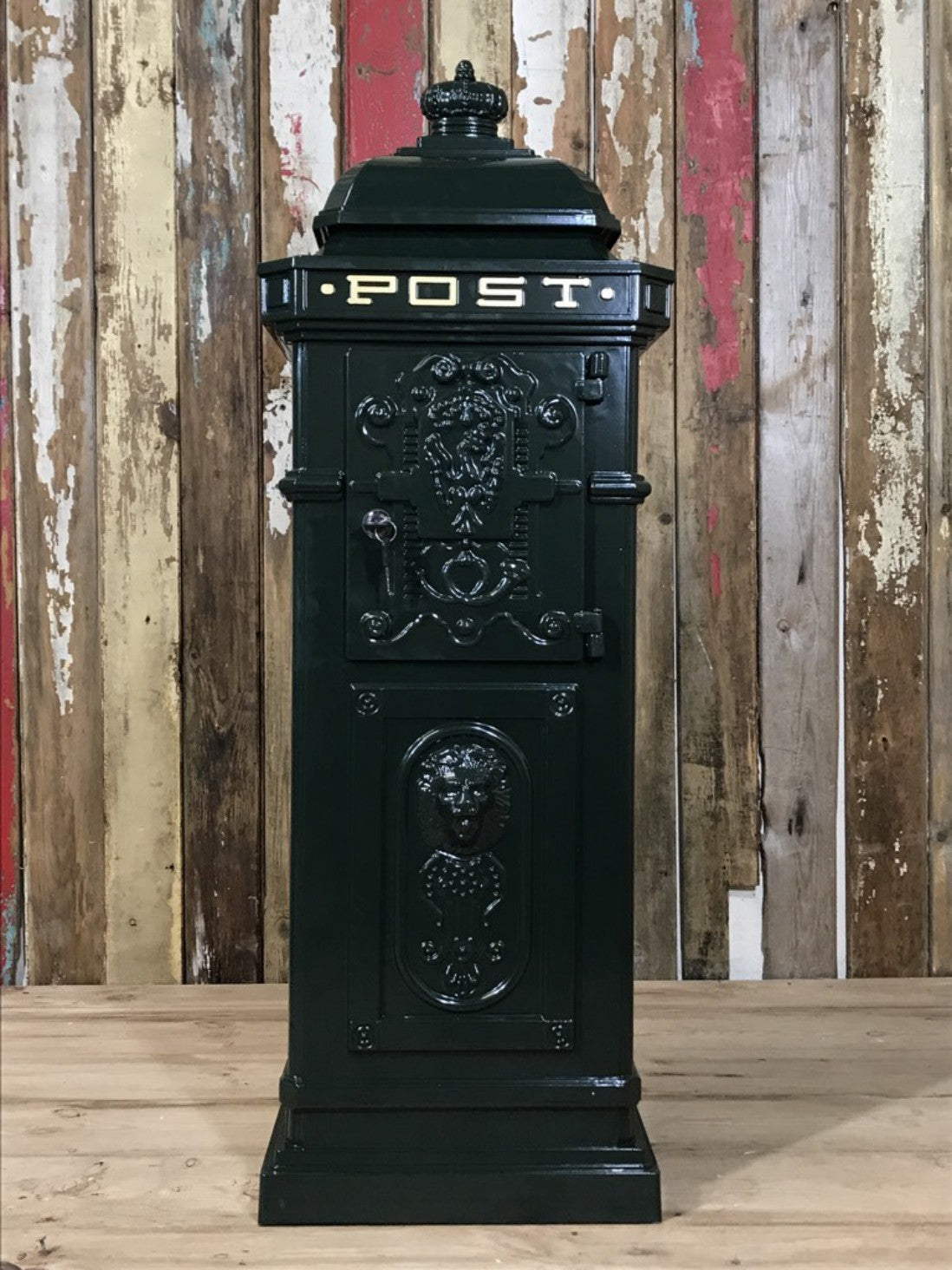 Tall Green Cast Aluminium Pillar Mailbox Post Parcel Box Letterbox Mail