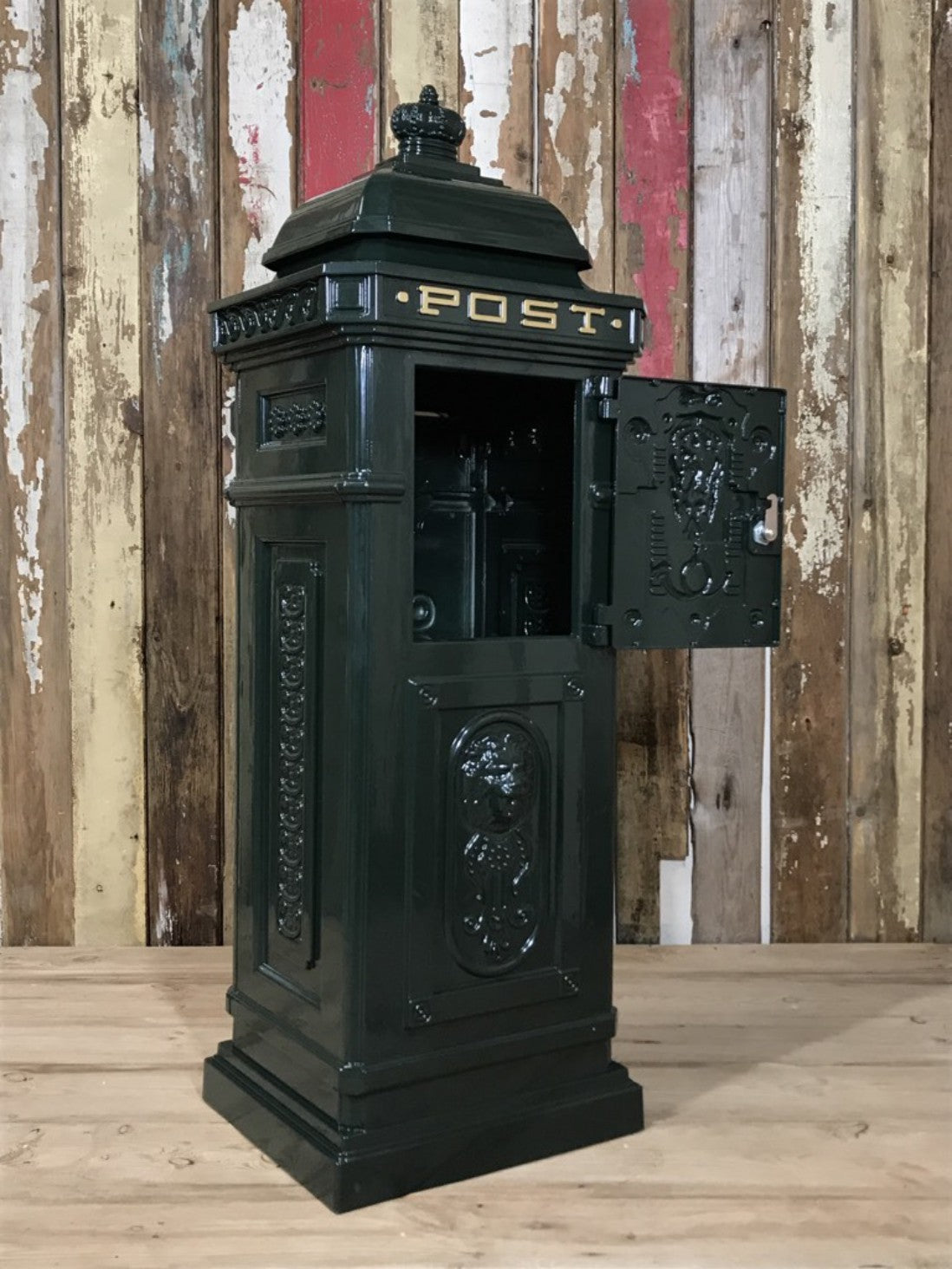 Tall Green Cast Aluminium Pillar Mailbox Post Parcel Box Letterbox Mail