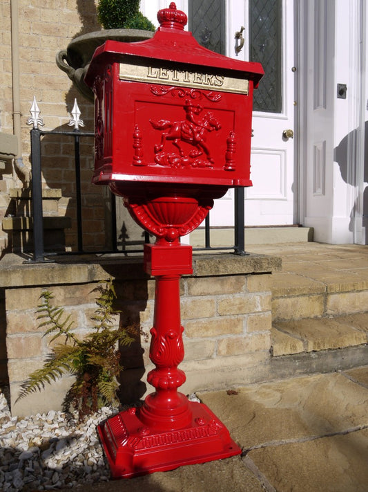 Red Aluminium Stem Post Box
