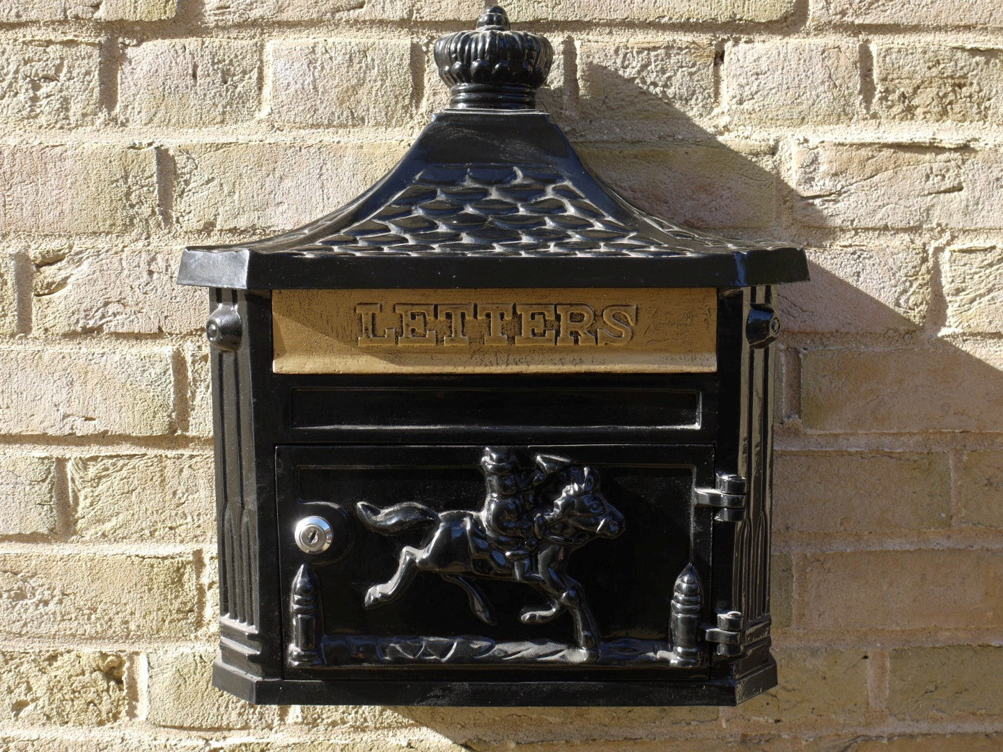 Black Cast Aluminium Horse Man Letter Wall Post Box