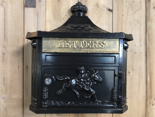 Black Cast Aluminium Horse Man Letter Wall Post Box