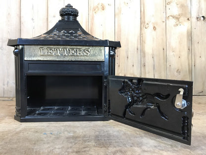 Black Cast Aluminium Horse Man Letter Wall Post Box