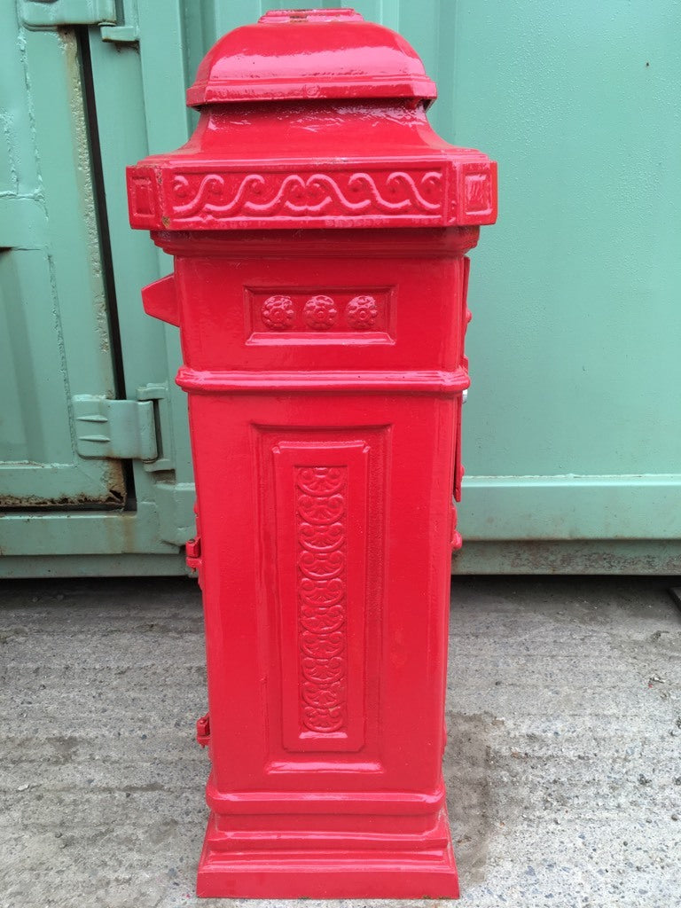 Heavy Cast Iron Royal Red Pillar Mailbox