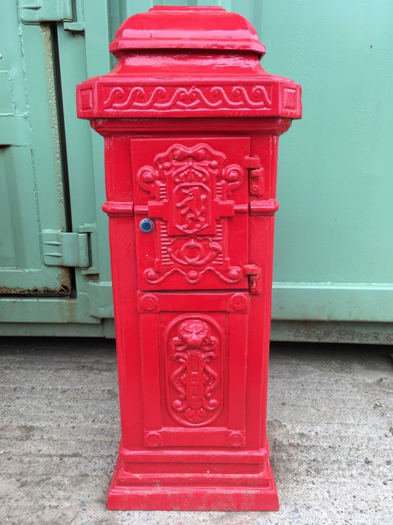 Heavy Cast Iron Royal Red Pillar Mailbox