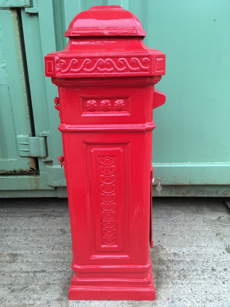 Heavy Cast Iron Royal Red Pillar Mailbox