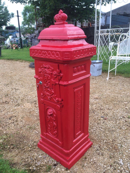 Heavy Cast Iron Royal Red Pillar Mailbox