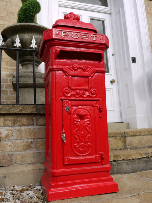 Heavy Cast Iron Royal Red Pillar Mailbox