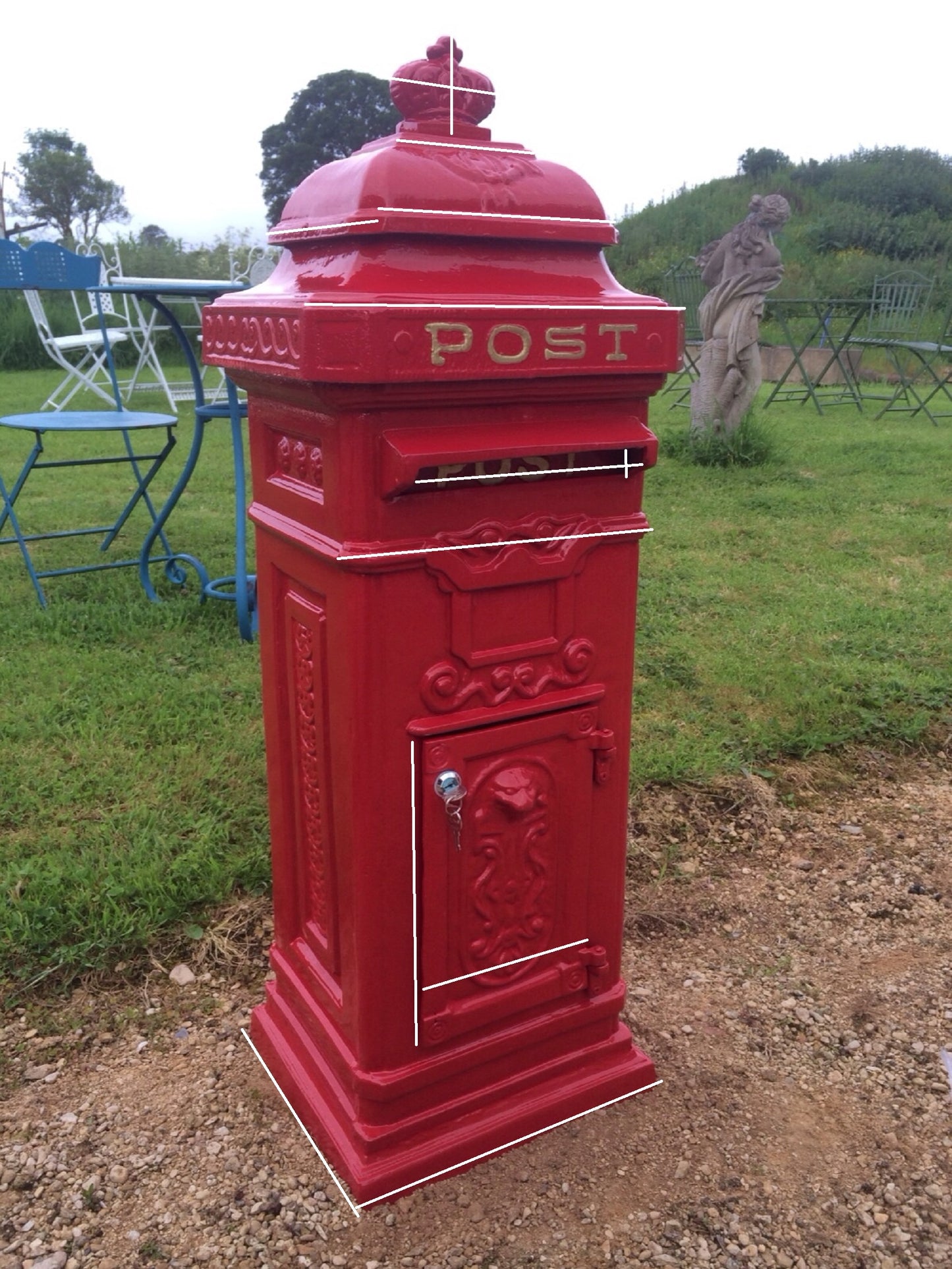 Heavy Cast Iron Royal Red Pillar Mailbox