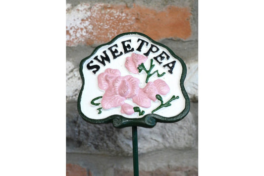 Garden Flower Sign SWEET PEA Cast Iron Plant Marker