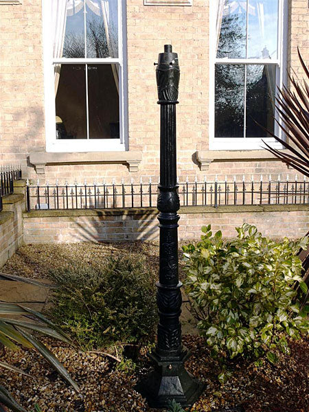 5'7" Black Fluted Heavy Cast Iron Garden Driveway Lamp Post