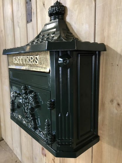 Dark Green Cast Aluminium Horse Man Letter Wall Post Box