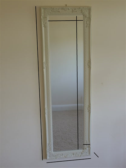 16"x51" White With Gold Long Mirror