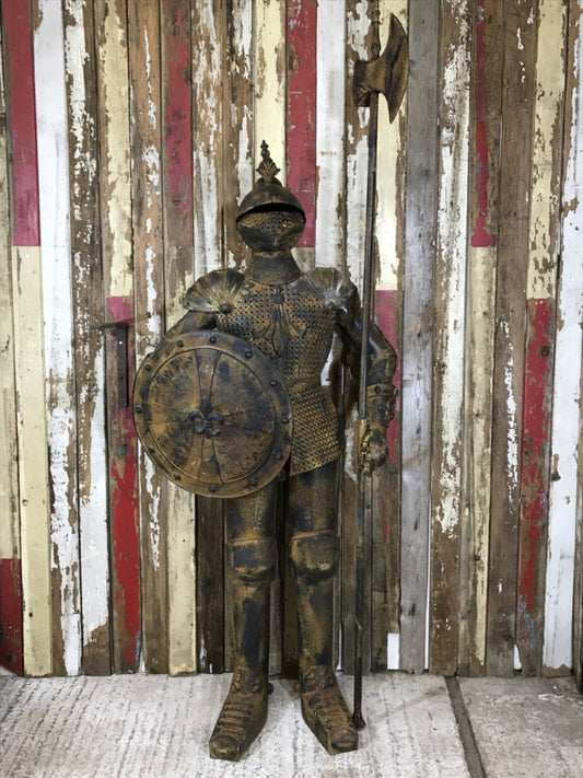 6'6" Large Life Size Rusty Style Metal Knight Suit Of Armour Figure & Long Axe