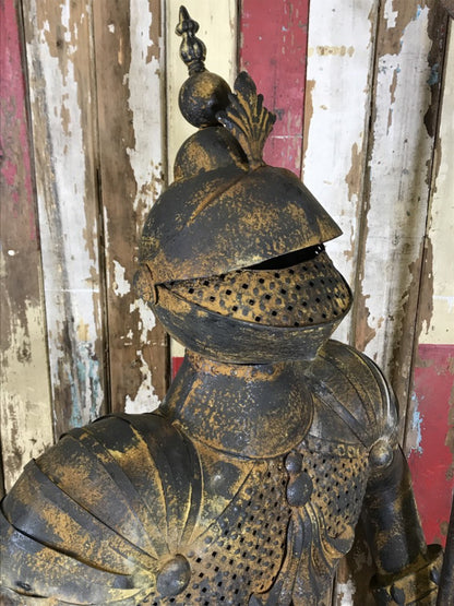 6'6" Large Life Size Rusty Style Metal Knight Suit Of Armour Figure & Long Axe