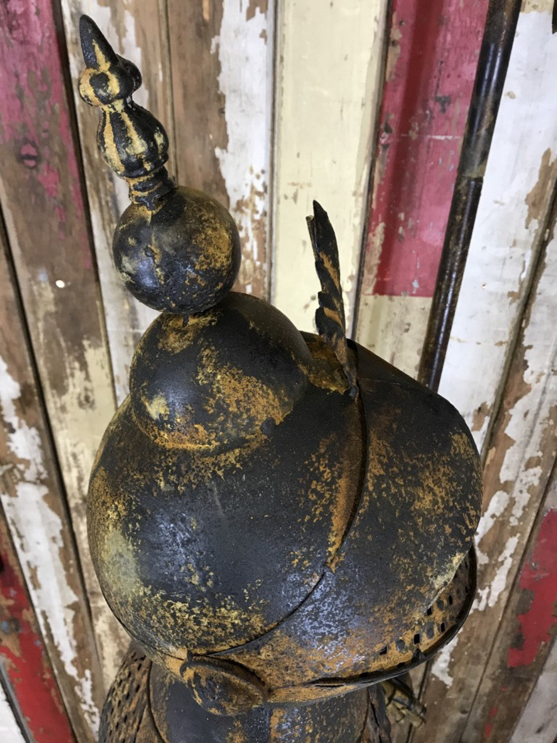 6'6" Large Life Size Rusty Style Metal Knight Suit Of Armour Figure & Long Axe