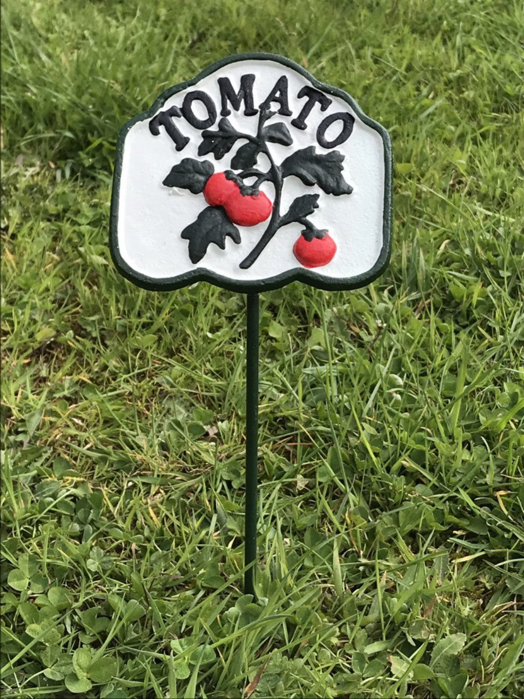 Garden Vegetable Sign TOMATO Cast Iron Colourful Vegetable Marker