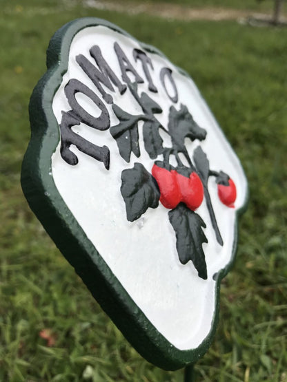 Garden Vegetable Sign TOMATO Cast Iron Colourful Vegetable Marker