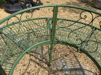 Wrought Iron Style Antique Green Garden Oak, Ash, Pine Tree Bench Seat