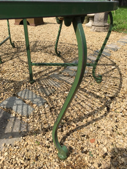 Wrought Iron Style Antique Green Garden Oak, Ash, Pine Tree Bench Seat