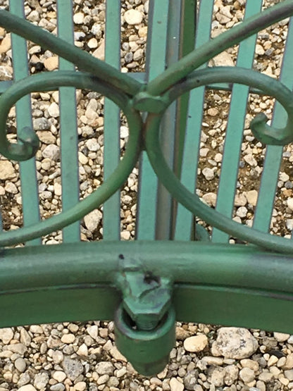 Wrought Iron Style Antique Green Garden Oak, Ash, Pine Tree Bench Seat