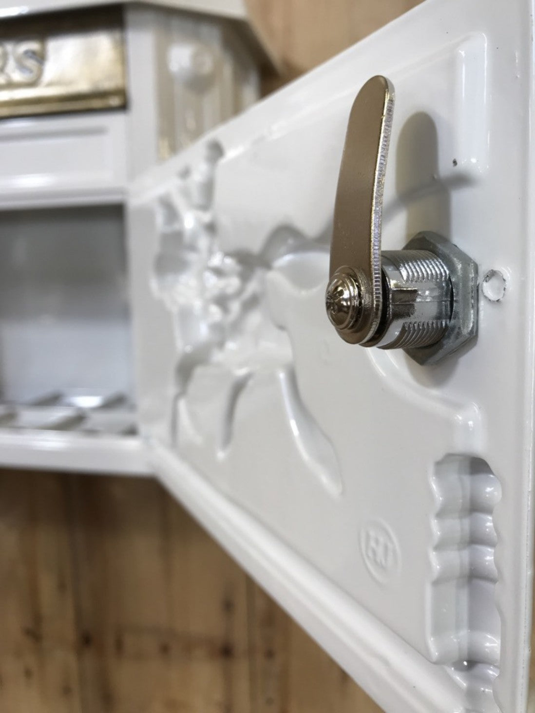 White & Gold Cast Aluminium Horseman Letter Wall Post Box