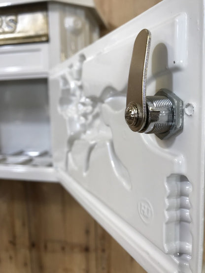 White & Gold Cast Aluminium Horseman Letter Wall Post Box