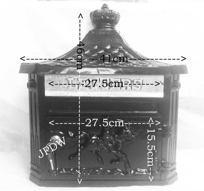 White & Gold Cast Aluminium Horseman Letter Wall Post Box