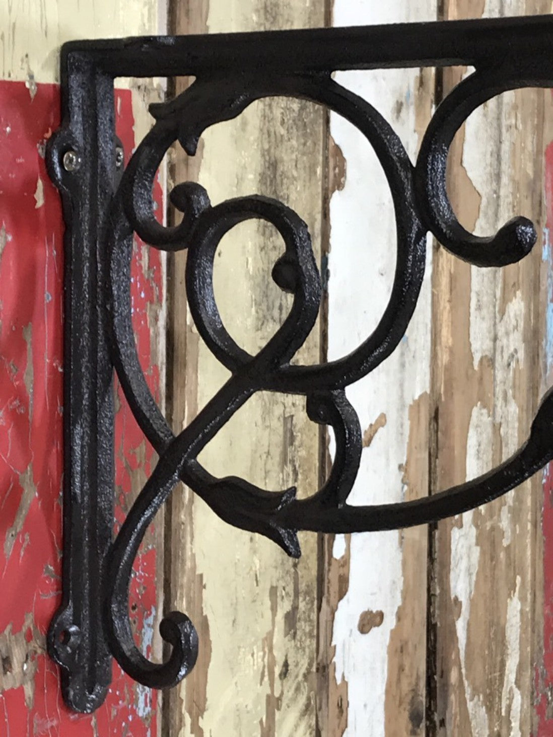 Ornate Single Cast Iron Shelf Wall Support Bracket 33cm By 23cm Brown