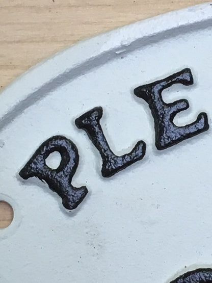 Cast Iron Sign PLEASE CLOSE THE GATE Farm Country Garden White