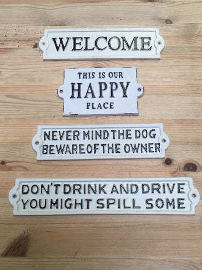 Cast Iron Sign PLEASE CLOSE THE GATE Farm Country Garden White