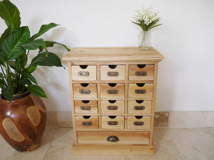Cabinet 12 Small & 1 Large Mahogany Chest Of Drawers