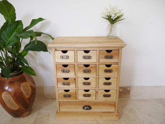 Cabinet 12 Small & 1 Large Mahogany Chest Of Drawers