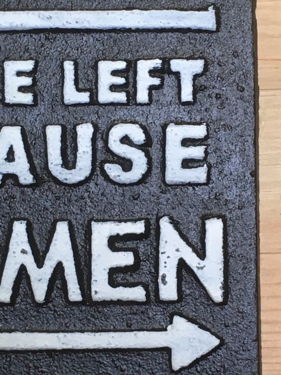 MEN TO THE LEFT BECAUSE WOMEN ARE ALWAYS RIGHT Funny Cast Iron Sign