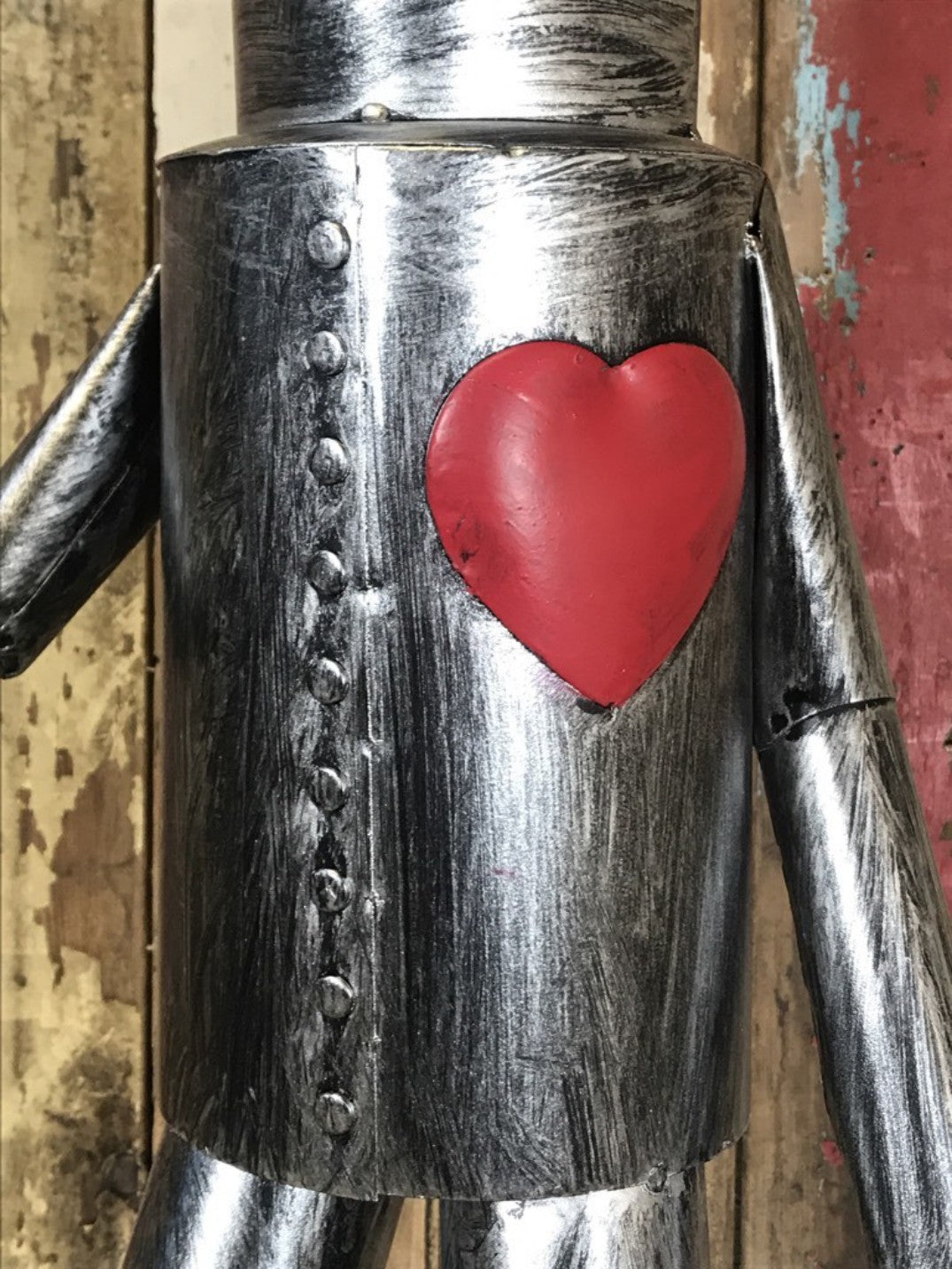 2'6 Medium Tin Man Statue With A Red Metal Heart New