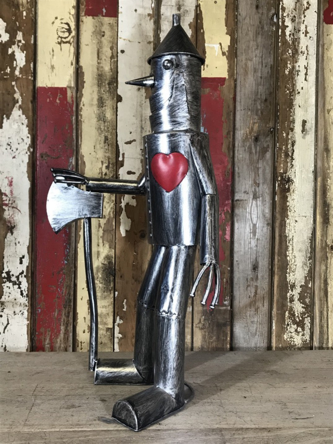 2'6 Medium Tin Man Statue With A Red Metal Heart New