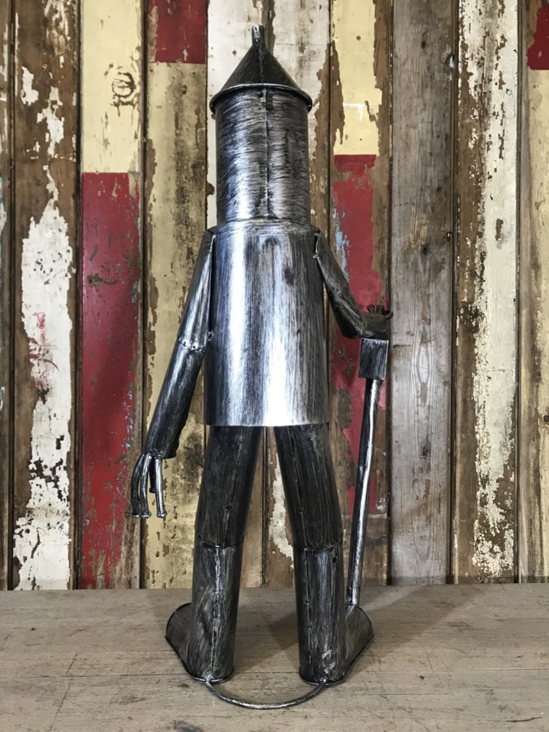 2'6 Medium Tin Man Statue With A Red Metal Heart New
