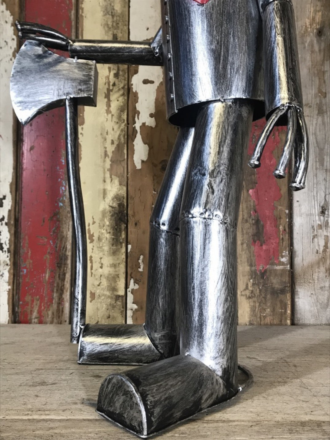 2'6 Medium Tin Man Statue With A Red Metal Heart New