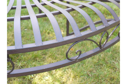 Wrought Iron Style Round Antique Brown Garden Oak, Ash, Pine Tree Bench Seat