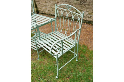 Light Green Lovers Wrought Iron Style Garden Bench Seat Steel Two Seater