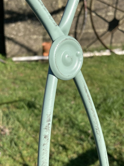 Light Green 2 Seater Folding Garden Bench Seat Button Style Back Steel