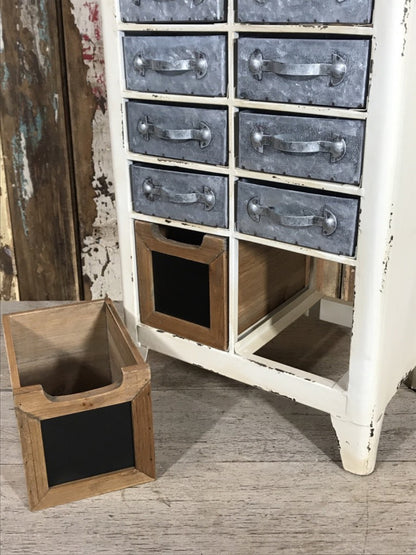 Industrial Free Standing 2' Distressed Metal Chest Of 14 Drawers Useful Cream